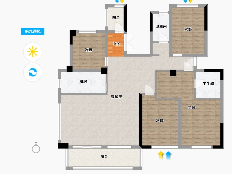 福建省-宁德市-霞浦世邦・三千府-130.74-户型库-采光通风