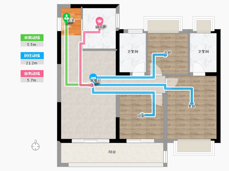 江苏省-南京市-都会澜岸-84.00-户型库-动静线