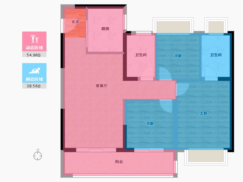 江苏省-南京市-都会澜岸-84.00-户型库-动静分区