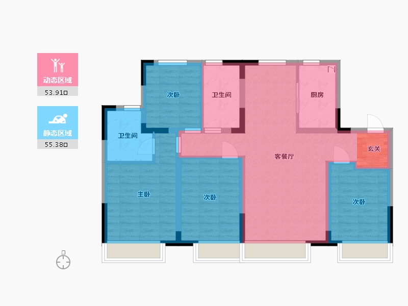 吉林省-长春市-力旺林溪湖-97.35-户型库-动静分区