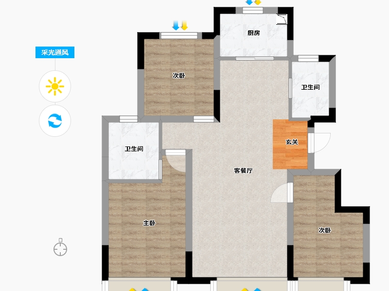 吉林省-长春市-力旺林溪湖-76.34-户型库-采光通风