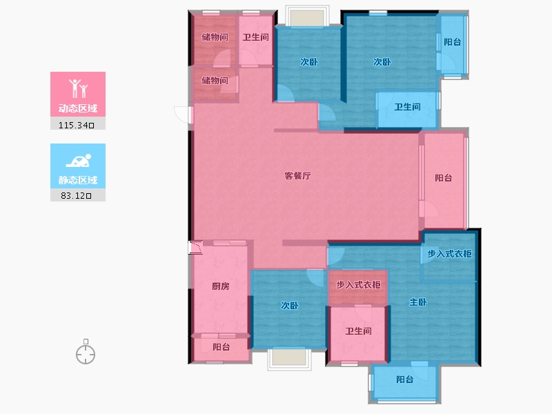 湖北省-武汉市-揽胜公园-178.02-户型库-动静分区