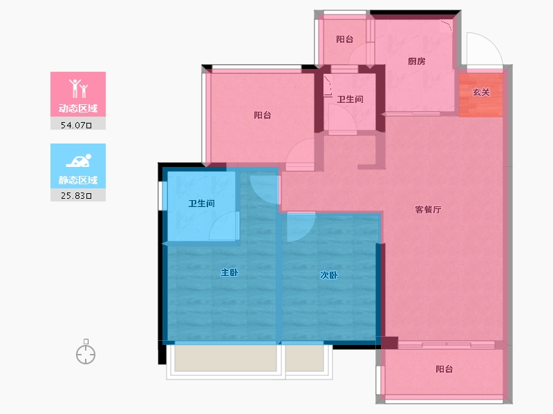 广东省-惠州市-泓泰花园-70.44-户型库-动静分区