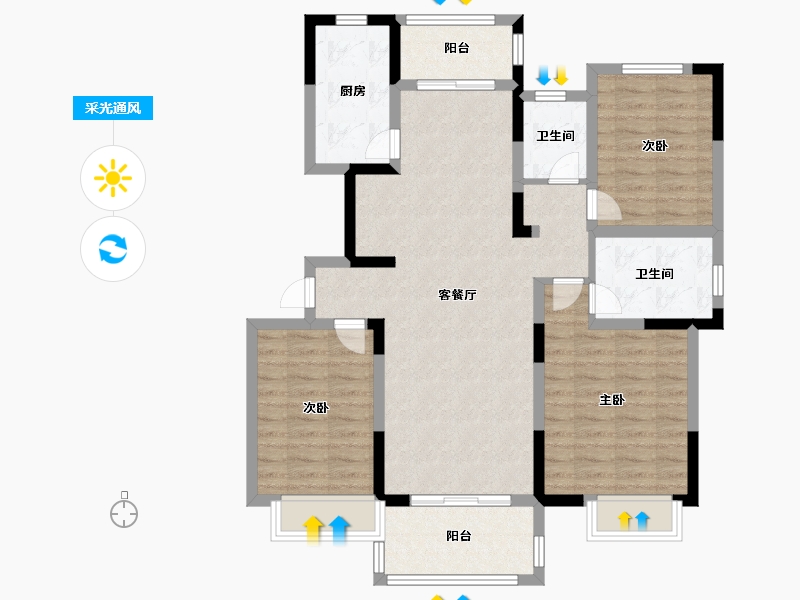 江苏省-盐城市-文璟臻苑-99.00-户型库-采光通风