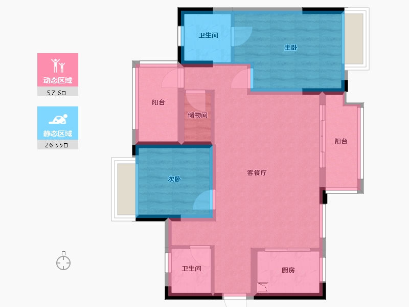 四川省-内江市-金科时代中心-74.44-户型库-动静分区