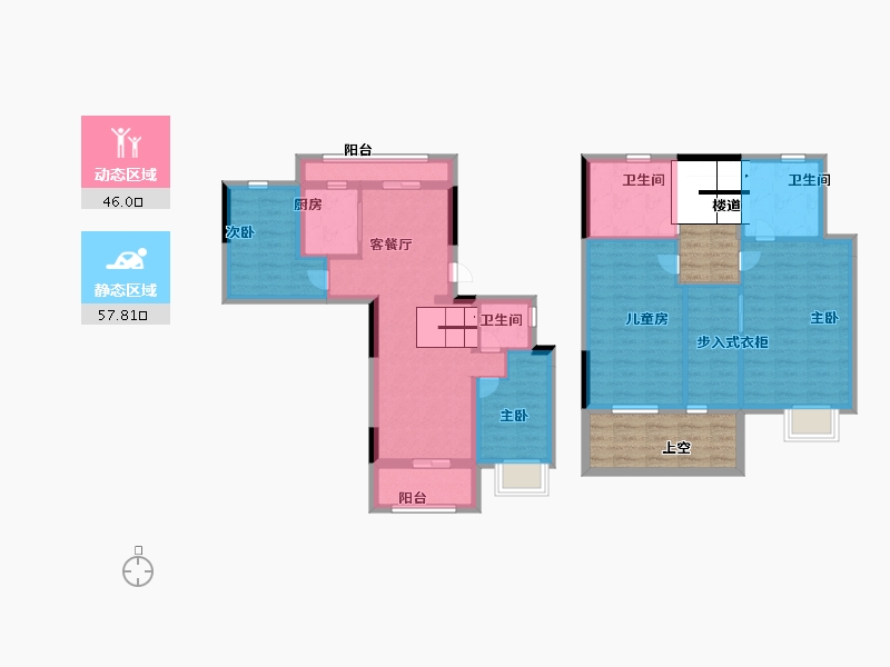 湖南省-长沙市-阳光城・联利・悦澜府-103.99-户型库-动静分区