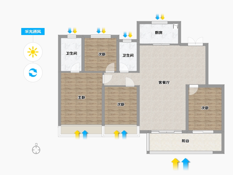 浙江省-绍兴市-中海九樾-113.96-户型库-采光通风