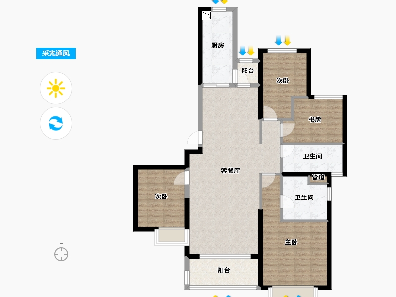 山西省-太原市-太原恒大金碧天下-112.35-户型库-采光通风