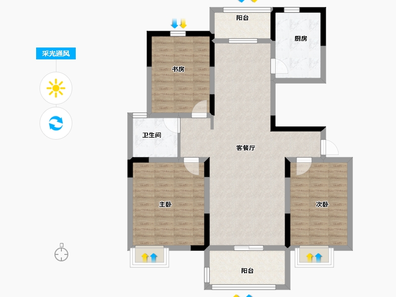 江苏省-盐城市-文璟臻苑-100.00-户型库-采光通风