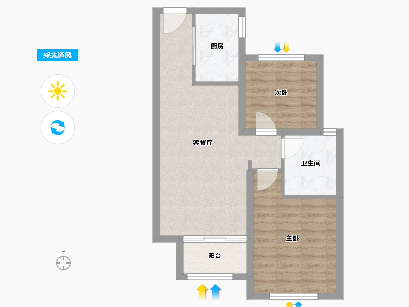 辽宁省-大连市-佳兆业悦璟-57.28-户型库-采光通风