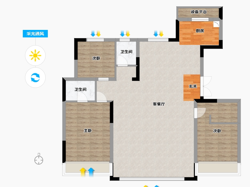 吉林省-长春市-宝裕悦兰湾・二期兰锦-114.23-户型库-采光通风