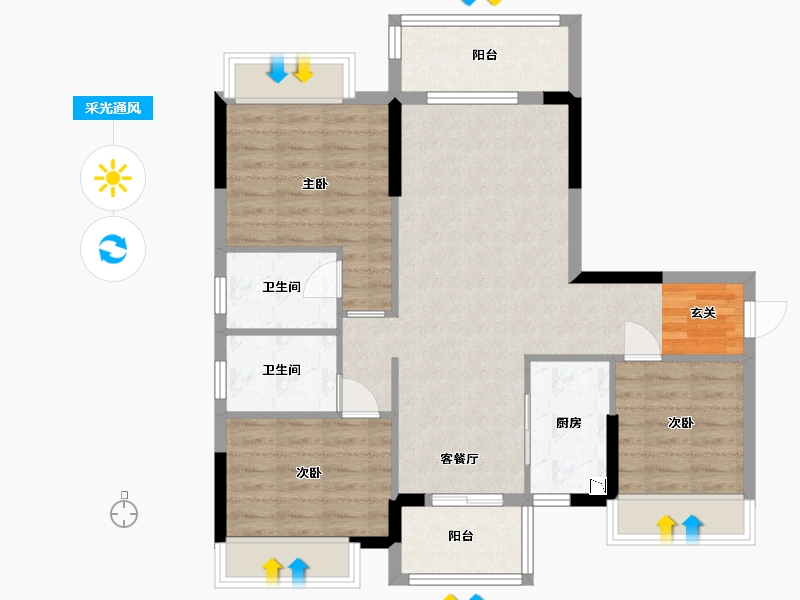 广东省-中山市-敏捷贝斯小镇-85.69-户型库-采光通风