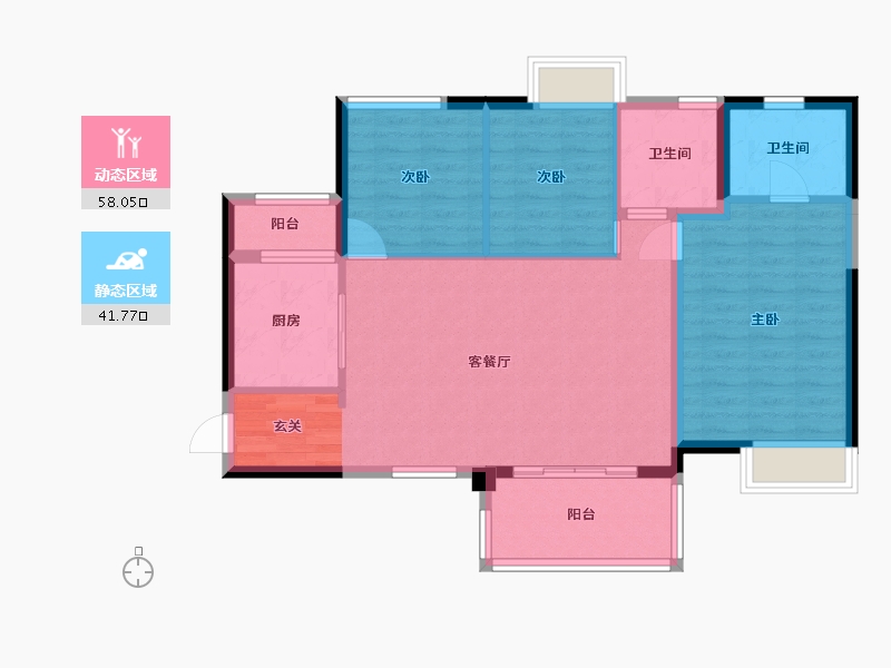 广东省-中山市-星光喜寓-90.38-户型库-动静分区