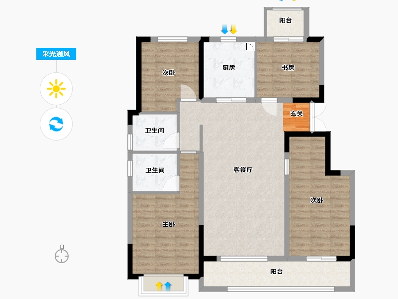 江苏省-镇江市-红星天铂-113.60-户型库-采光通风