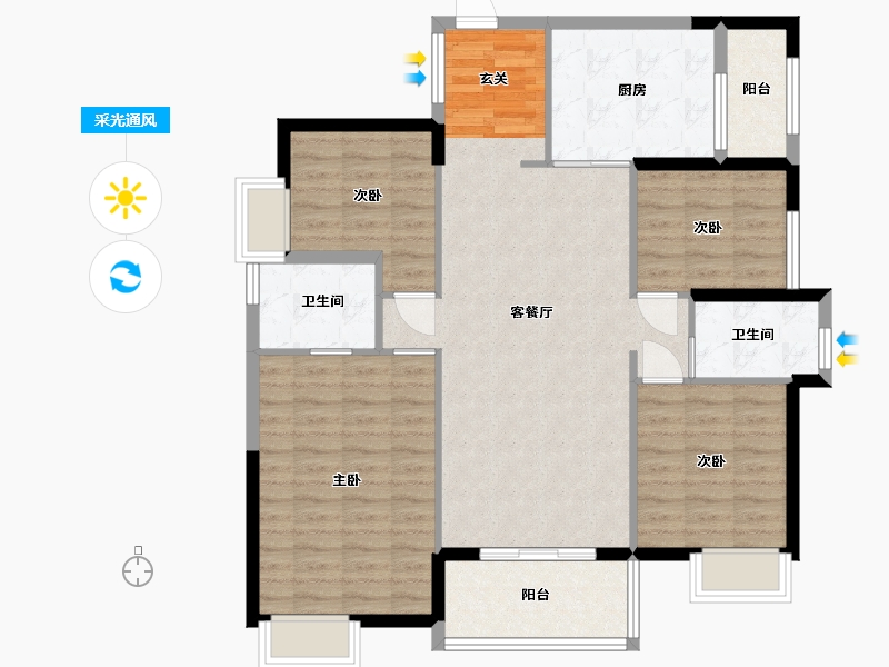 广东省-中山市-星光喜寓-105.60-户型库-采光通风