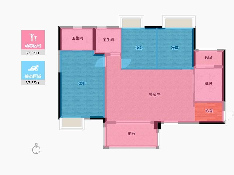 广东省-中山市-星光喜寓-90.34-户型库-动静分区