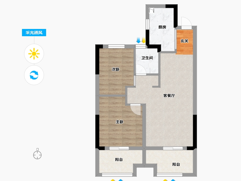 江苏省-镇江市-四季金辉观岚-62.40-户型库-采光通风