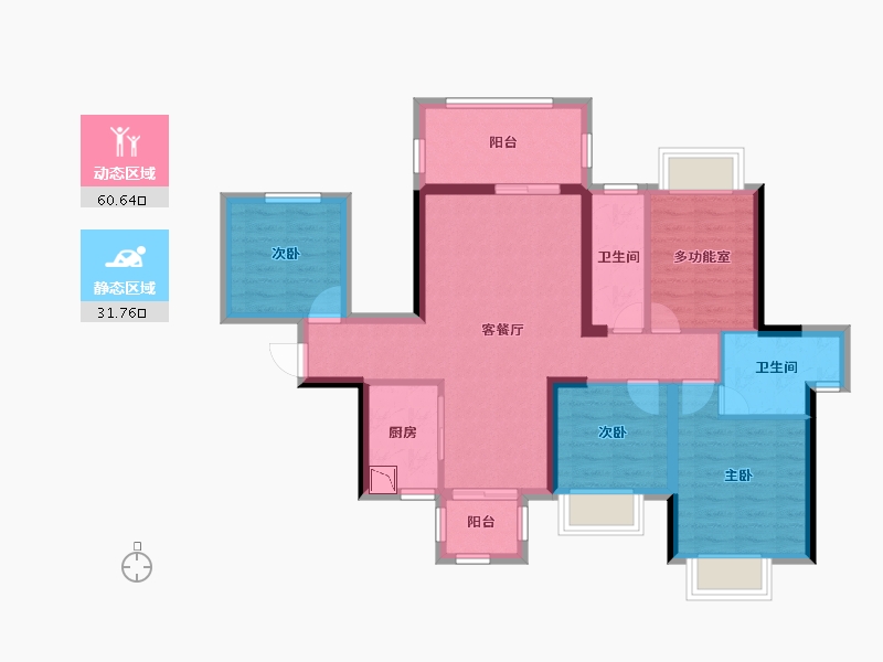 广西壮族自治区-南宁市-丰泽双湾紫云台-80.98-户型库-动静分区