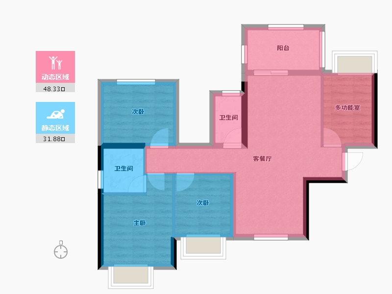 广西壮族自治区-南宁市-丰泽双湾紫云台-70.87-户型库-动静分区