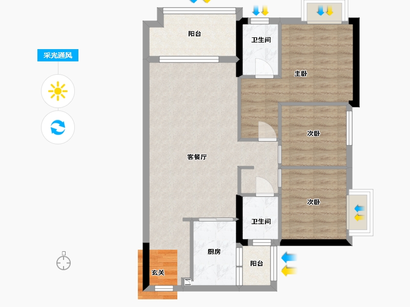 广东省-中山市-星光喜寓-75.20-户型库-采光通风