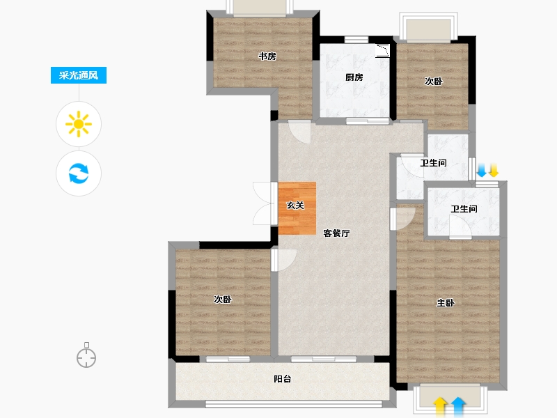 江苏省-镇江市-红星天铂-112.00-户型库-采光通风