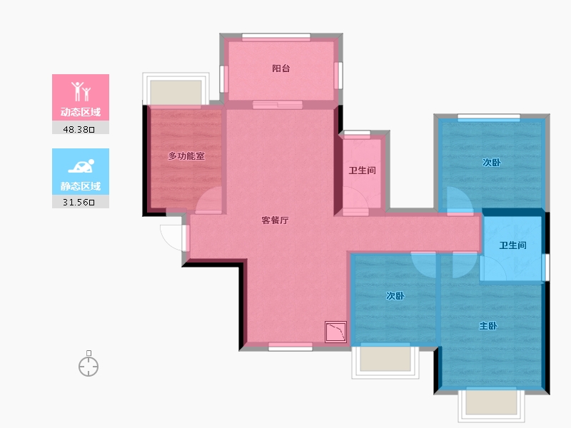 广西壮族自治区-南宁市-丰泽双湾紫云台-70.20-户型库-动静分区