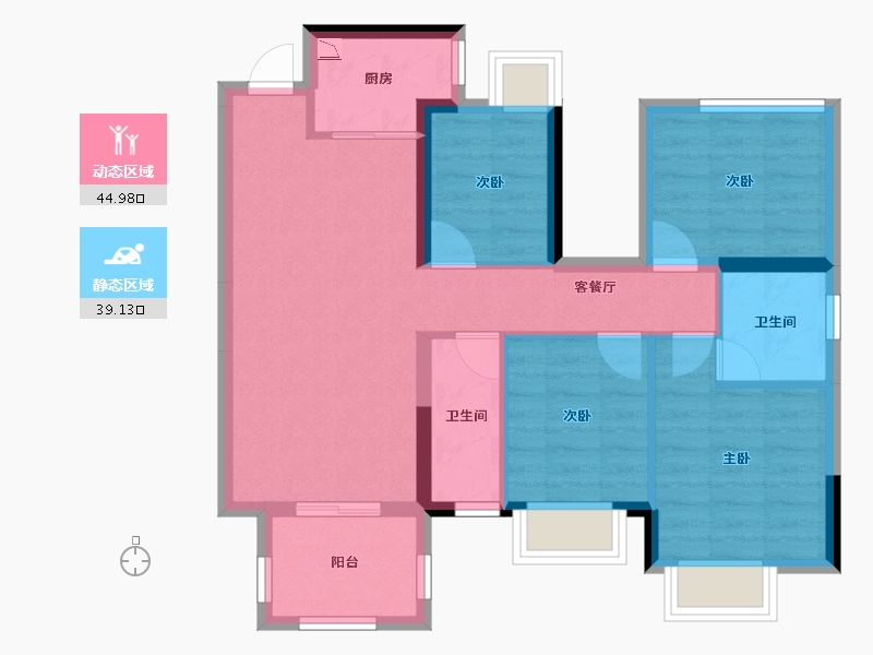 广西壮族自治区-南宁市-丰泽双湾紫云台-74.27-户型库-动静分区