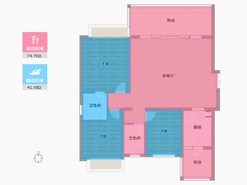 贵州省-遵义市-中国铁建・西派府-103.73-户型库-动静分区