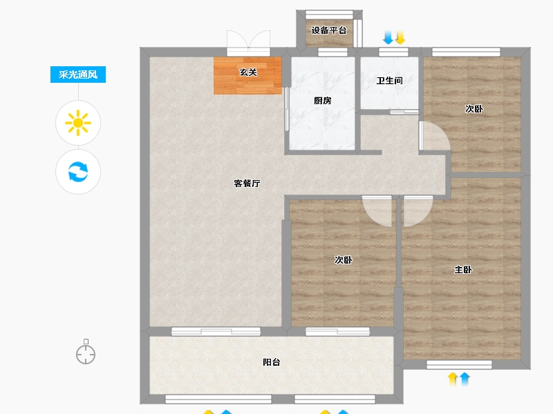 湖北省-十堰市-百强世纪城|百强中心-84.49-户型库-采光通风