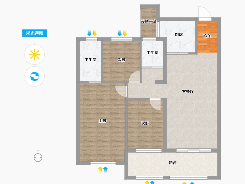 湖北省-十堰市-百强世纪城|百强中心-91.02-户型库-采光通风