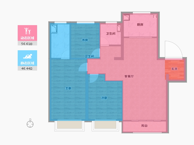 天津-天津市-绿地新里天澜-92.80-户型库-动静分区