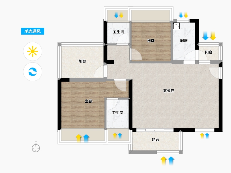 广东省-惠州市-美悦湾-69.36-户型库-采光通风