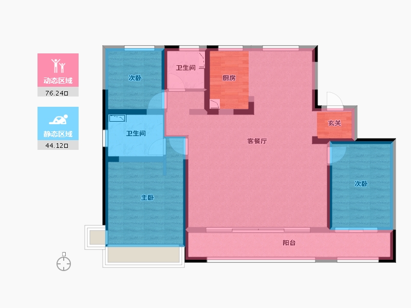 江苏省-苏州市-诺德・国礼-107.53-户型库-动静分区