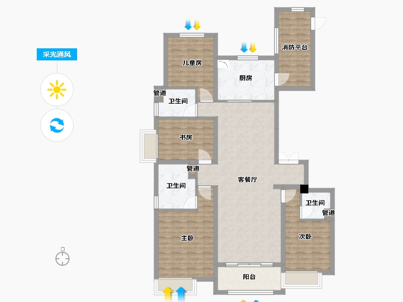 山西省-太原市-保利海德公园・海德府-120.34-户型库-采光通风