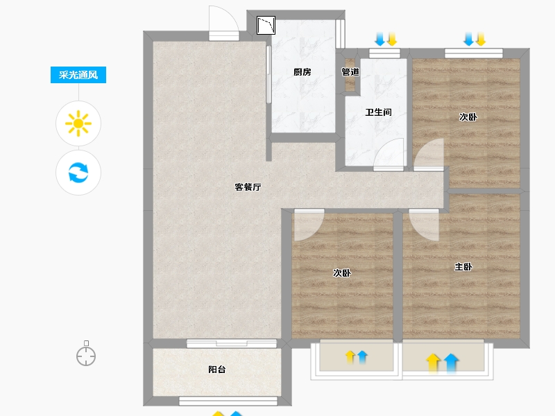 山西省-太原市-保利海德公园・海德府-73.74-户型库-采光通风