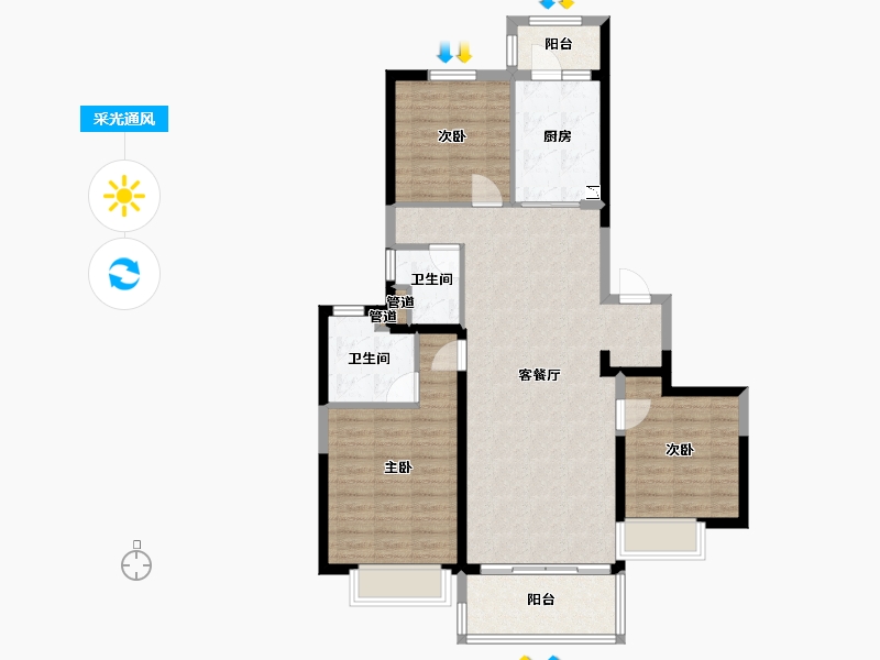 山西省-太原市-太原恒大滨河府-98.53-户型库-采光通风