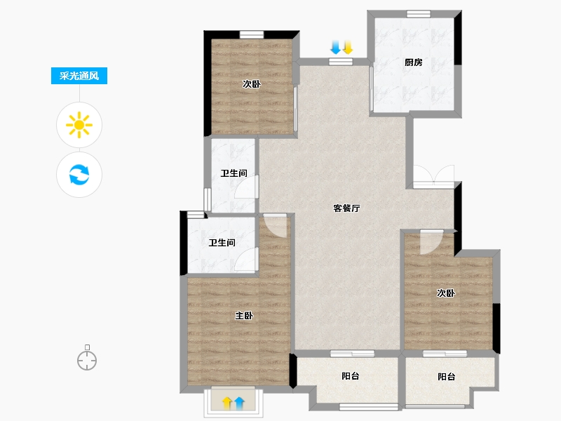 浙江省-嘉兴市-优优景苑-101.84-户型库-采光通风