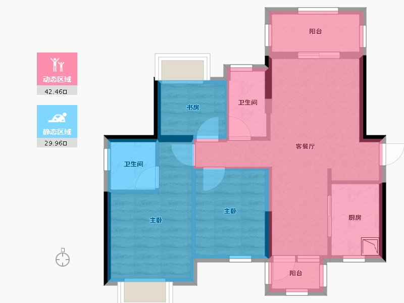 广西壮族自治区-南宁市-南宁云星钱隆江景-63.39-户型库-动静分区