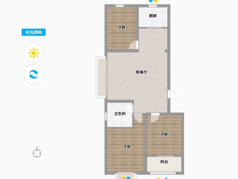 山东省-潍坊市-金砖城玺园-90.00-户型库-采光通风