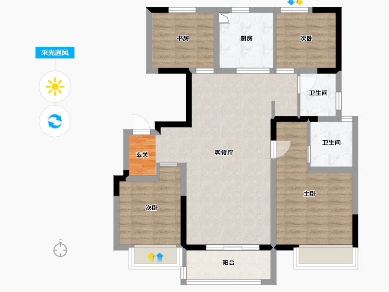 山东省-济南市-万科金色悦城新著-90.24-户型库-采光通风