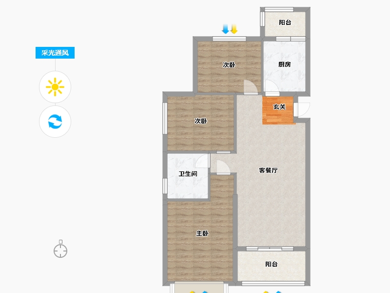 山东省-济南市-济南恒大悦珑台-94.40-户型库-采光通风