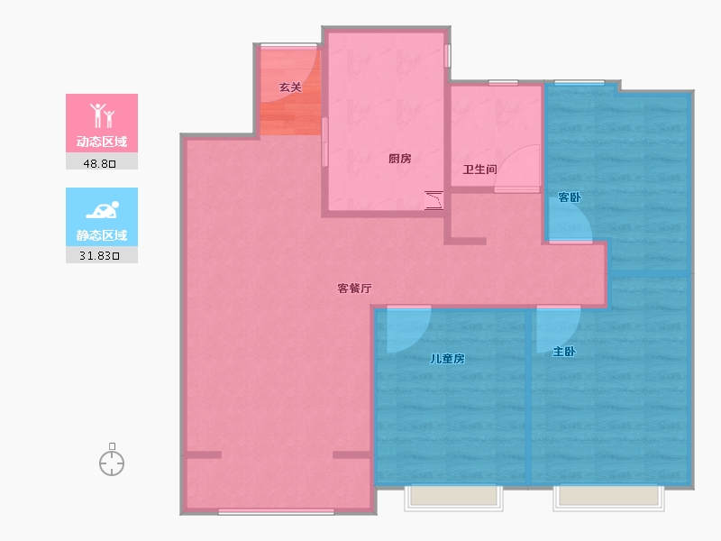 天津-天津市-绿地新里天澜-75.20-户型库-动静分区