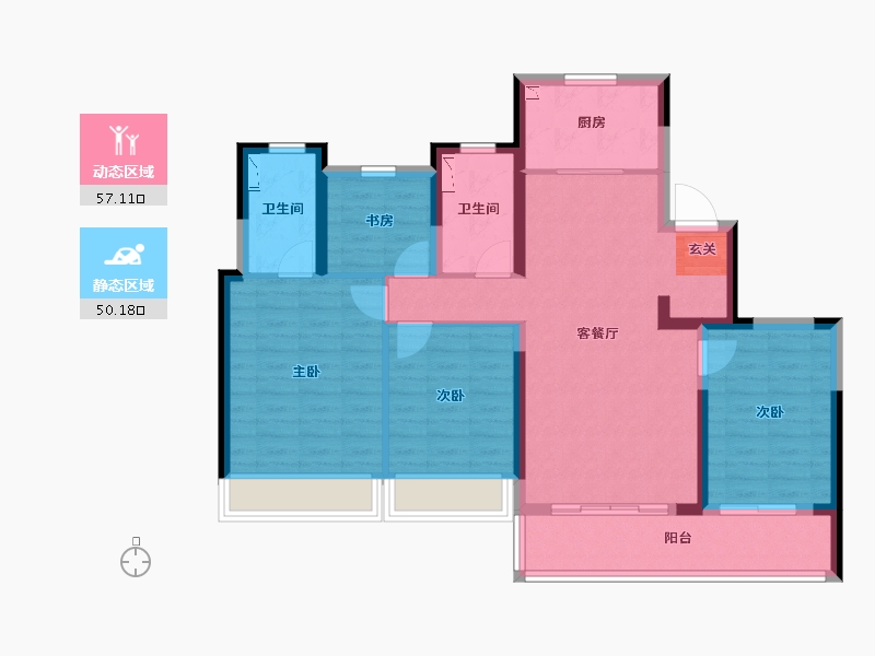 浙江省-温州市-龙湖天曜城-95.32-户型库-动静分区