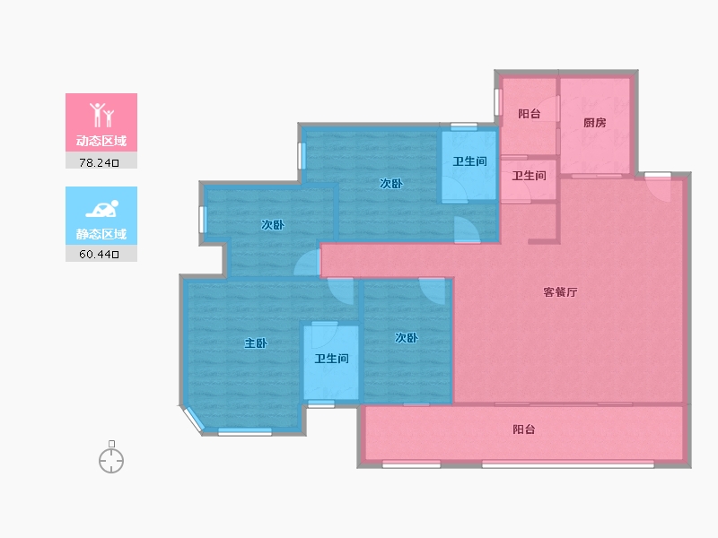 重庆-重庆市-新鸥鹏教育城-127.22-户型库-动静分区