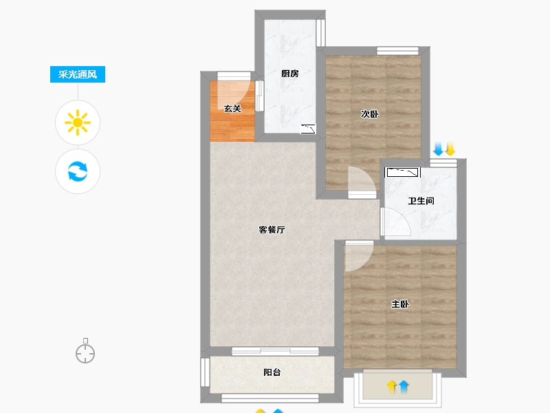 河北省-石家庄市-石家庄・融创城-55.49-户型库-采光通风