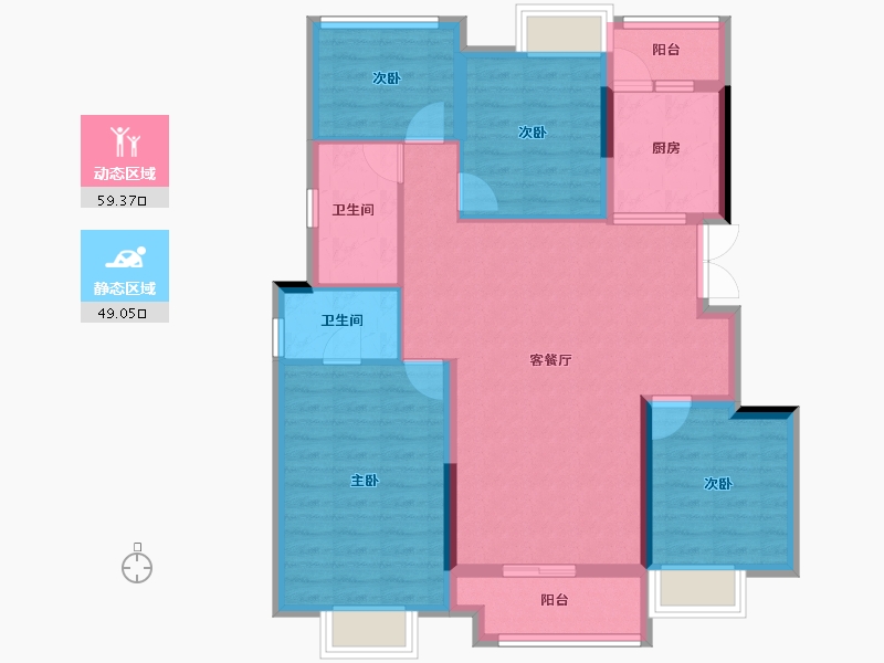 重庆-重庆市-金科中建集美阳光-97.20-户型库-动静分区