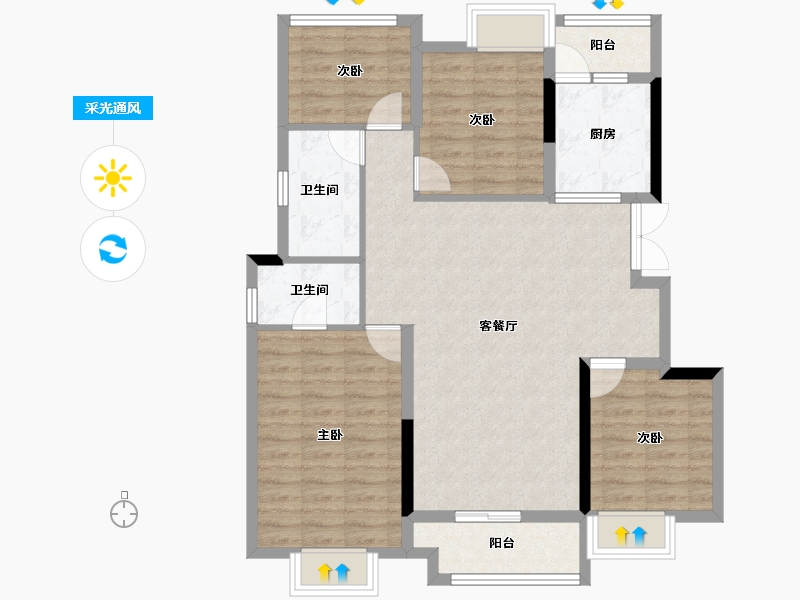 重庆-重庆市-金科中建集美阳光-97.20-户型库-采光通风