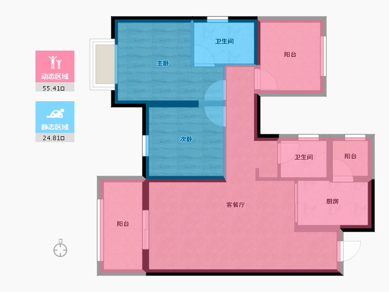 广西壮族自治区-南宁市-当代锦园ΜΟΜΛ-70.49-户型库-动静分区