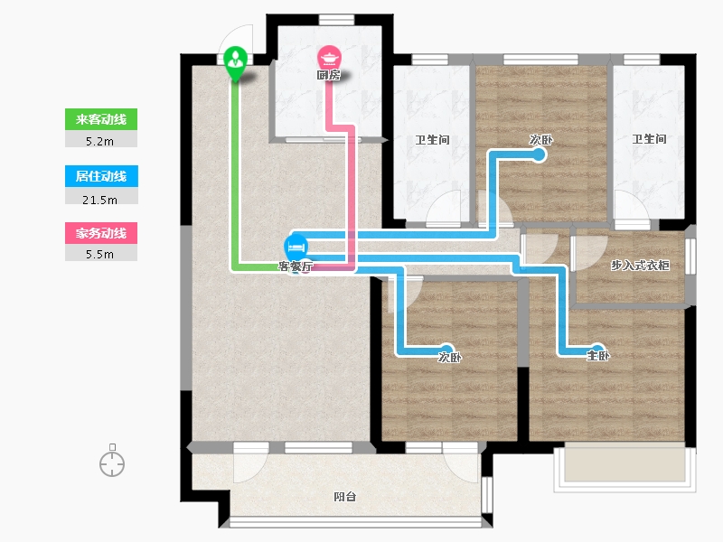 山东省-烟台市-龙湖春江悦茗-92.00-户型库-动静线