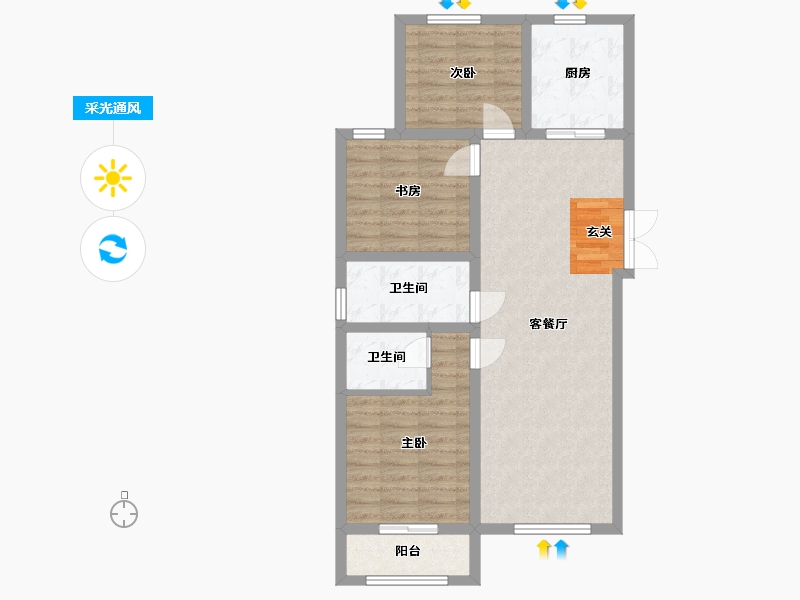 河北省-廊坊市-胜芳紫金华府-82.11-户型库-采光通风